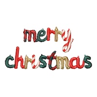 Ballon Merry Christmas aux couleurs de Noël de 1,43 x 0,25 m - Partydeco