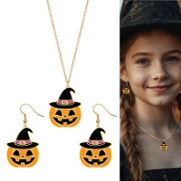 Ensemble de boucles d'oreilles et collier citrouille