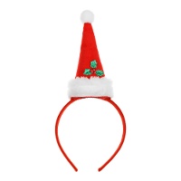 Bandeau bonnet de Père Noël avec du houx