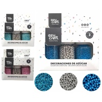 Kit de décorations de sucre avec vermicelles, perles et argenté de 30 gr - Azucren
