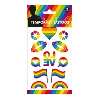 Tatouages temporaires assortis Pride - 1 feuille