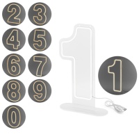 Nombres avec des lumières néon LED blanches - 1 unité