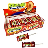 Sucette à mâcher saveur fraise avec tatouage - 10 g · 50 unités