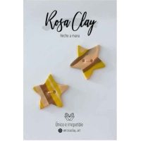 Boutons Rose Clay en forme d'étoiles moutarde et terre de 2,8 cm - 2 unités