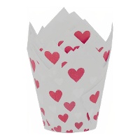 Caissettes tulipe en papier pour muffins Saint-Valentin - Azucren - 50 unités