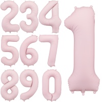 Ballon chiffre rose pâle de 86 cm - PartyDeco - 1 unité