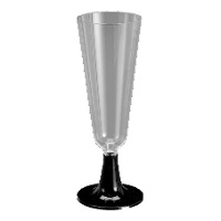 Coupe de 150 ml en plastique avec pied noir - 50 unités