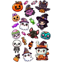 Tatouages temporaires pour enfants sur le thème d'Halloween - 1 feuille