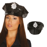 Chapeau de policier avec plaque en vinyle pour adulte