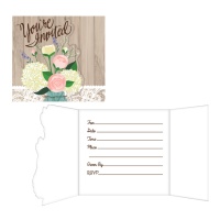 Invitations de mariage rustique - 8 unités