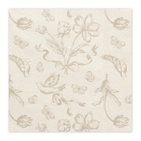 Serviettes de table vintage à fleurs 16,5 x 16,5 cm - 12 unités