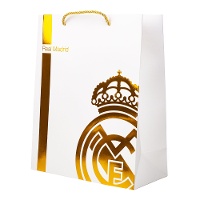 Sac cadeau de 32 x 26 x 12 cm du Real Madrid doré