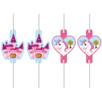 Pailles licorne et château - 4 pièces