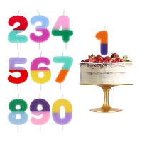 Bougie numéro bicolore de 5 cm - 1 unité