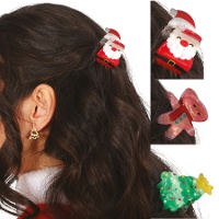 Pinces à cheveux de Noël assorties de 3,5 cm - 3 unités