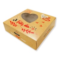 Boîte de 20 x 20 x 8 cm pour gâteau décorée de coeurs de la Saint-Valentin