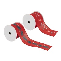 Ruban décoratif de Noël rouge de 2,70 m - 1 unité