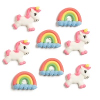 Figurines de sucre de licornes joyeuses - 8 unités