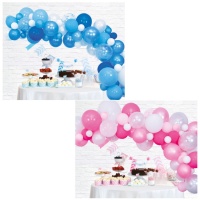 Guirlande de ballons rose ou bleu de 4 m - Wefiesta - 71 unités