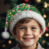 Chapeau de Père Noël avec motif enfantin vert