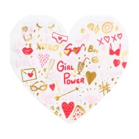 Serviettes blanches en forme de coeur de 15 x 16 cm - 20 unités