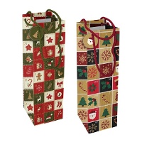 Sac à vin de 33 x 12 x 10 cm avec motif de grille de Noël - 1 unité