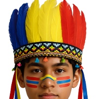 Coiffe indienne à plumes multicolores