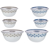 Ensemble de 3 bols avec couvercle bleu ou beige - 3 unités