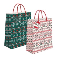 Sac cadeau de 32 x 26 x 10 cm blanc Noël - 1 unité