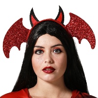 Diadème de démon avec cornes et ailes rouges