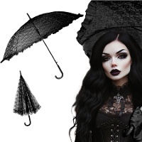 Parapluie gothique noir de 70 cm