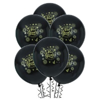 Ballons en latex noirs pour le Nouvel An - 10 unités