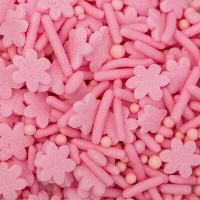 Sprinkles rose clair (fleurs, bâtonnets et perles) - 76 g - PME