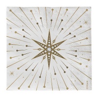 Serviettes 16,5 x 16,5 cm avec motif d'étoile blanche - 30 unités