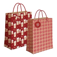 Sac cadeau 45 x 33 x 10 cm en kraft avec motif de neige - 1 unité