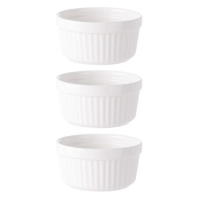 Bol rond en porcelaine de 9,7 cm avec relief en rayures - 3 unités