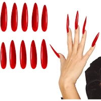 Ongles postiches longs rouges - 12 unités
