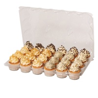 Boîte pour 24 cupcakes en plastique transparent - 3 unités