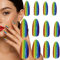 Faux ongles arc-en-ciel - lot de 12