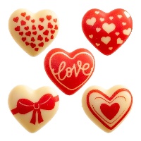 Figurines en chocolat blanc en forme de coeur - 70 pièces