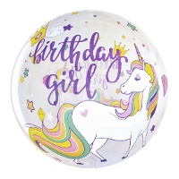 Ballon de licorne transparent « Birthday girl »