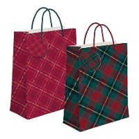 Sac cadeau de 23 x 18 x 10 cm à motif tartan de Noël - 1 unité