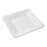 Assiettes carrées en carton blanc de 18 cm - 25 unités