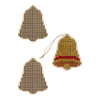 Figurine en bois à broder en forme de cloche de 8 x 6,4 cm - 3 unités