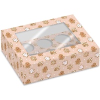 Boîte pour 6 cupcakes motif bonhomme de pain d'épice - 2 unités