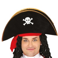 Chapeau de pirate avec crâne blanc pour adulte