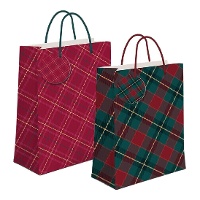 Sac cadeau de 45 x 33 x 10 cm en tartan de Noël - 1 unité