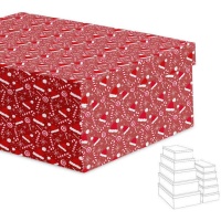 Boîte rectangulaire à motifs de Noël - 15 unités