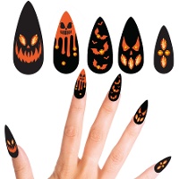 Ongles factices de citrouilles avec joyaux - 12 unités