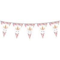Guirlande de Drapeaux Licorne Florale de 2,4 m
